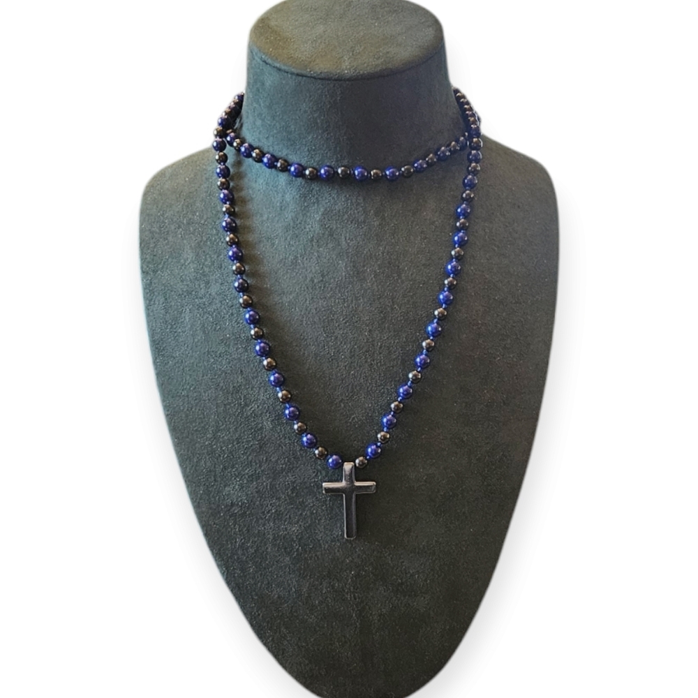 Lapis Lazuli and Shungite Lariat Necklace